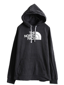 大きいサイズ XL ■ ノースフェイス プリント スウェット フード パーカー レディース / 古着 The North Face アウトドア プルオーバー 黒