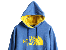 ■ ノースフェイス プリント スウェット フード パーカー メンズ L 古着 The North Face プルオーバー 裏起毛 トレーナー 2トーン スエット_画像2