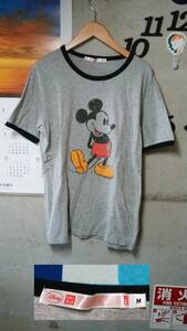 UIQLO ミッキーマウス　トリムTシャツ　M　グレー