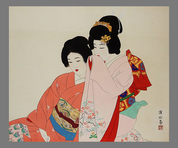 [Reproduction] ■Ito Shinsui■Whispering picture frame■Beauty painting■Specially commissioned item■Framed■Japanese painting■, Painting, Japanese painting, person, Bodhisattva