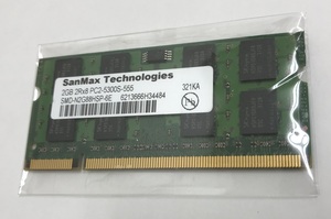 SANMAX 2Rx8 PC2-5300S 2GB DDR2 ノートPC用 メモリ 200ピン DDR2 667 LAPTOP RAM　中古動作確認済み