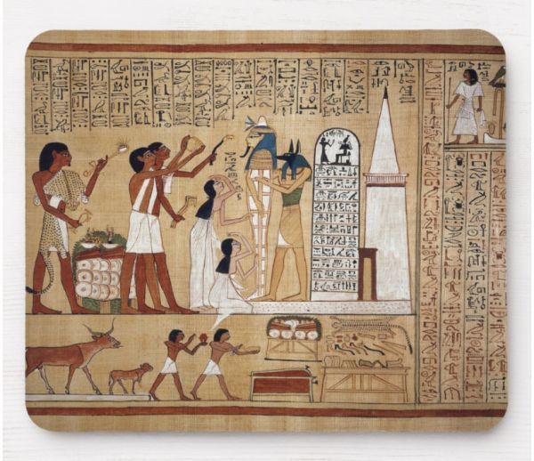 Anubis ist auf einem Mauspad mit dem Totenbuch abgebildet: Fotopad (Serie „Altes Ägypten ), Kunstwerk, Malerei, Andere