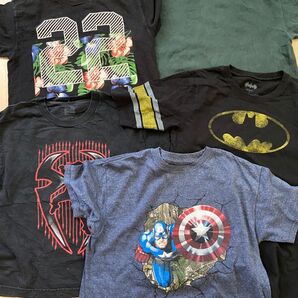KIDS アメリカ古着Tシャツ5点 bat man W LEE MARVEL 夏半袖Tシャツ
