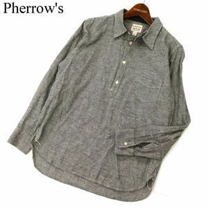 Pherrow's フェローズ 通年 長袖 【麻★リネン混】 千鳥格子 シャツ Sz.S 14 1/2　メンズ 日本製　C3T06742_7#C