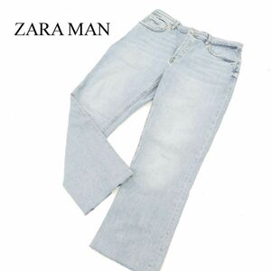 ZARA ザラ 80sデザイン★ 通年 加工★ ストレッチ カットオフ シューカット デニム パンツ ジーンズ Sz.34　ユニセックス　C3B02920_7#R