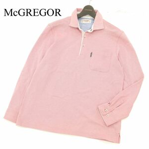 美品★ McGREGOR マクレガー 通年 長袖 胸ロゴ 鹿の子★ ポロシャツ Sz.LL　メンズ 大きいサイズ ピンク　C3T06879_8#C