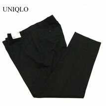 【新品 20SS】 UNIQLO ユニクロ 春夏 ストレッチ★ ウール スラックス パンツ+ Sz.115　メンズ 黒 未使用 大きいサイズ 特大　C3B03120_8#P_画像1