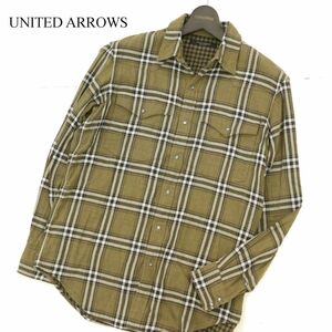 UNITED ARROWS ユナイテッドアローズ 通年 長袖 チェック Wガーゼ★ ワーク シャツ Sz.S　メンズ 日本製　C3T07200_8#C