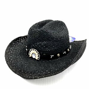 未使用 タグ付き MONTECARLO HAT モンテカルロ BULLHIDE ブルハイド ウェスタンハット ブラック Mサイズ テンガロンハット カウガール 黒