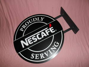 古いプラ・スチール枠看板★NESCAFE・ネスカフェ・コーヒー喫茶店・壁付型★企業物・非売品