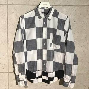 ONtheCORNER ITEM No.1116/COMMEdesGARCONS HOMMEPLUS コムデギャルソンオムプリュス ブロックチェック 切り返しブラウス 02ss size:M