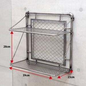 アンティーク調　レトロ調ヴィンテージテイストシルバーメタル色ウォールラックシルバーメタル色壁掛けシェルフシルバーメタル色飾り棚　