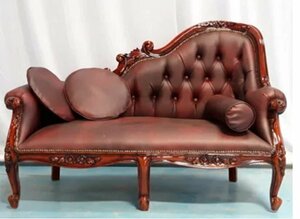  stock verification please antique style Brown wine red imitation leather couch sofa Brown wine imitation leather love sofa 