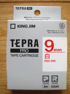 キングジム テプラPRO テープカートリッジ9mm SS9R 9mm幅 8.0m 白ラベル レッドインク ☆新品未使用☆