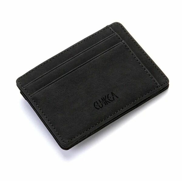 [新品] CUKCA Magic Flap スリム財布 レザー カード財布 コインケース ブラック