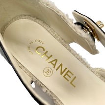 シャネル CHANEL メリージェーン フラットシューズ 靴 ファブリック パテント ホワイト ブラック ツイード ターンロック ココマーク_画像7