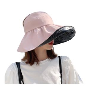 新品ピンク●バケットハット 帽子 レディース ハット UVカット つば広 遮光 紫外線対 折りたたみ 小顔効果 携帯便利 速乾 熱中症