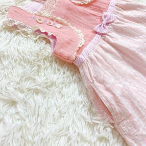souris 90 ワンピース ミルキースーツ 女の子 夏服 子供服 スーリー ピンク ジャンパースカート キッズ ノースリーブの画像3