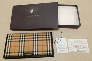 M362/BURBERRY バーバリー 手帳 箱付き/Burberrys レザー ナロー スケジュール帳 アドレス帳 ノバチェックｘブラック / ビジネス用品