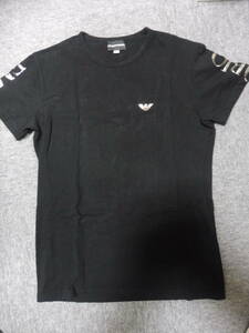 エンポリオアルマーニ EMPORIO ARMANI　半袖Tシャツ XL　ブラック 両腕プリント シルバーラメ ストレッチ素材 日本正規品　b