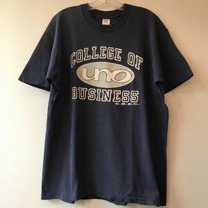 90s USA製 UNO (UNIVERSITY OF NEBRASKA OMAHA) カレッジ Tシャツ ネイビー XL フルーツオブザルーム ビンテージ ネブラスカ大学 T-SHIRT