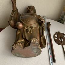 布袋様　唐金　仏教美術 銅製　高岡工芸品 本体高さ５１cm 蔵出し品　現状品_画像10