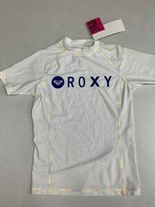 *ROXY* Roxy * Rush Guard * white * new goods *L* short sleeves Rush * Rainbow * stitch *UPF50+*07