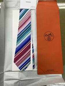 エルメス☆HERMES☆マルチカラーバイヤスストライプネクタイ