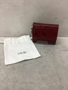 20230825【Christian Dior】クリスチャンディオール LADY DIOR レディディオール ロータスウォレット 財布 三つ折り財布 レッド