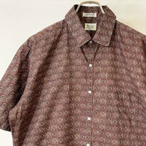 希少 《 Batik Pattern / Penneys 》60s 70s 極上品 【 ペニーズ 丸襟 バティック柄 半袖シャツ L ビンテージ アメリカ製 】