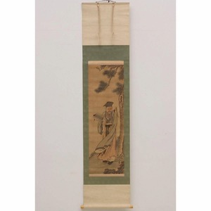 Art hand Auction hh24-8754[TOM] [Authentic] Fukuhara Gogaku hanging scroll, silk, hand-painted, ink and color People under the pine tree, with signature and seal, box, Chinese Southern painter, master Ike Taiga, Painting, Japanese painting, person, Bodhisattva