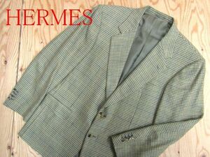 ★エルメス HERMES★メンズ イタリア製 カシミヤ混 ツイードジャケット 千鳥格子柄★R50813077A