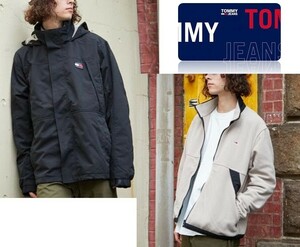 新品タグ付き【TOMMY JEANS】3 in 1 長袖フリース脱着可付き ジャケット ブルゾン 黒 XL v2004