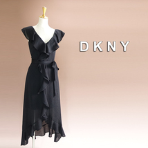 新品 DKNY 8/13号 ダナキャラン 黒 ワンピース パーティドレス ブラック 結婚式 二次会 披露宴 オフィス フォーマル お呼ばれ 輝47N1402_画像1