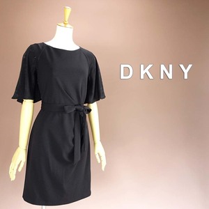 新品 DKNY 6/11号 ダナキャラン 黒 ベロア ワンピース パーティドレス 結婚式 二次会 披露宴 発表会 演奏会 フォーマル お呼ばれ 華46N2606