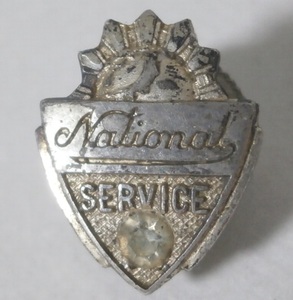 純銀製 ナショナル サービス ネジ式 記章 襟章 社員用 非売品 グッズ 50s 60s Vintage National Service バッジ Silver