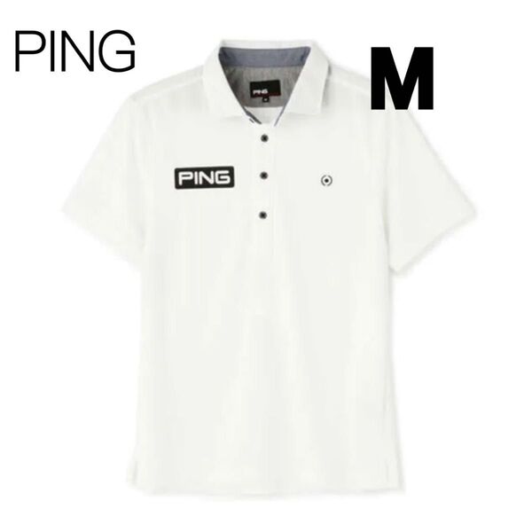 ping ピン サッカーボール ジャカード 半袖ポロ ゴルフウェア ホワイト M