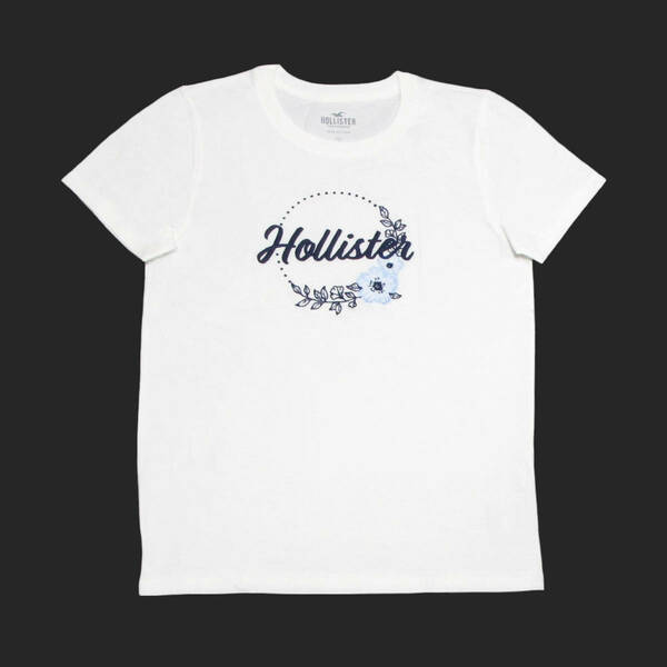 ★SALE★Hollister/ホリスター★フローラルロゴ刺繍Tシャツ (White/S)