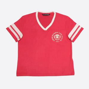 ★SALE★Abercrombie & Fitch/アバクロ★ヴィスコースニット半袖VネックTシャツ (Coral/M)