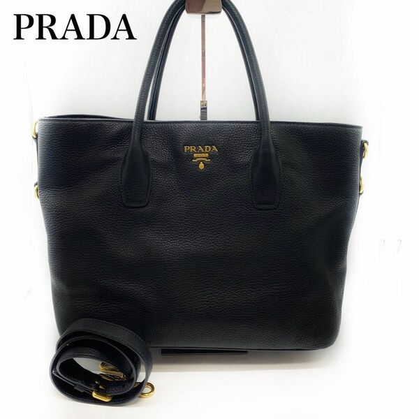 極美品！PRADA プラダ　レザー 2wayショルダーバッグ　ハンドバッグ　トートバッグ