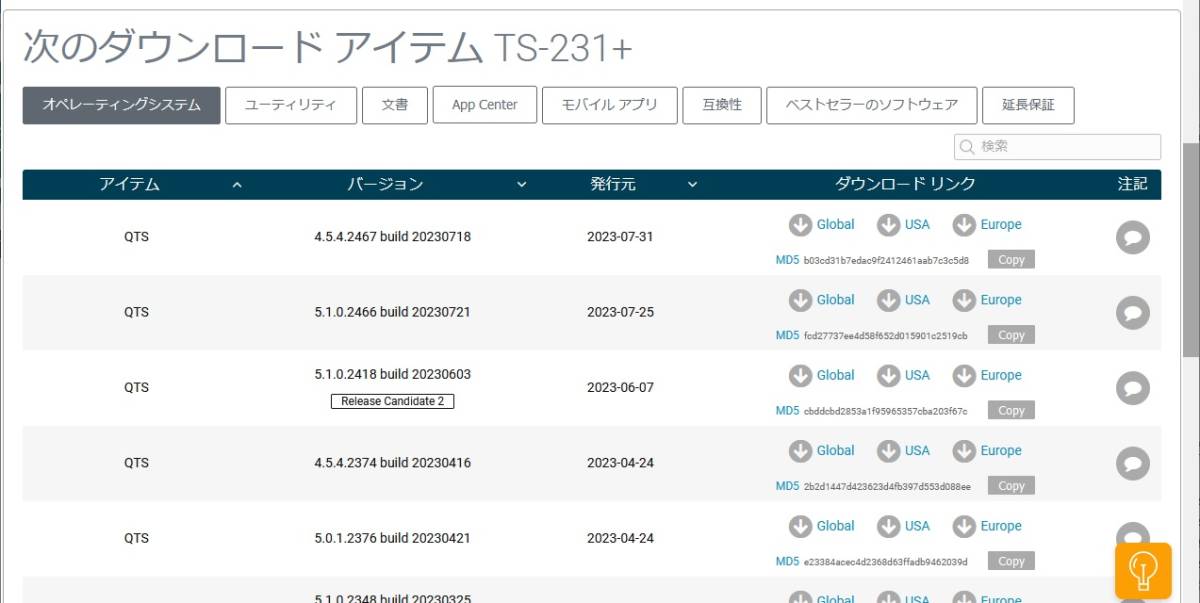 QNAP TS-231+ 2ベイNAS・1TB×2個（合計2TB）HDD付属、中古、QTS5.1対応