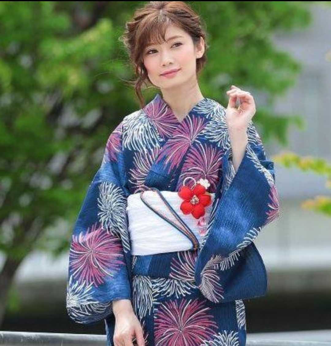 高級麗し浴衣☆涼やか丸菊水色☆上質大人新品未使用呉服店購入ゆかた