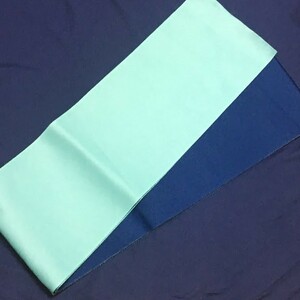 * hanhaba obi light blue . blue * convenience . lovely reversible obi * new goods unused yukata for kimono for 