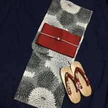 ★上品高貴な丸菊づくし上質大人の黒浴衣★ 新品　呉服店購入 大正ロマン_画像1