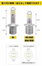 ★送料安い SHARP製チップ搭載 両面発光60W H1 H3 H3a H3c H3d LEDバルブ2個セット フォグランプ に最適 取付スペース安心の純正同等サイズ_画像3