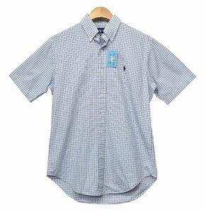 ビンテージ ラルフローレン POLO RALPH LAUREN 青黒白 チェック柄 B/Dシャツ 半袖シャツ サイズS　CF1607-7-20-CH06