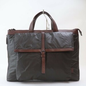 2308-82 Calvin Line Business Bag Bugbort Calvin Klein CK Nylon x кожа Khaki x Brown Zip