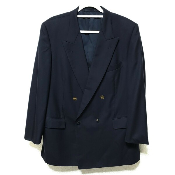 Aquascutum アクアスキュータム メンズ ネイビー テーラードジャケット ダブルジャケット 104BB7 （約XL～3L相当）