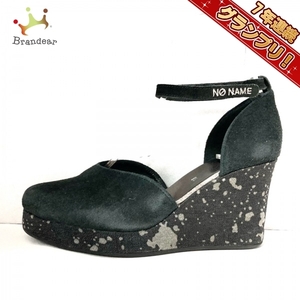  No Name NONAME sandals 38 suede black lady's Wedge sole shoes 