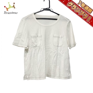 レリアン Leilian 半袖Tシャツ サイズ11 M - 白×黒 レディース クルーネック/ステッチ 美品 トップス